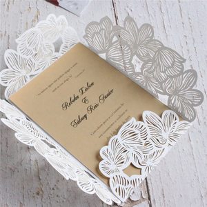 Invitations de <span class=keywords><strong>mariage</strong></span> de pays fleur carte découpée au laser impression personnalisée cartes de voeux d'anniversaire de douche nuptiale - Product Image 4