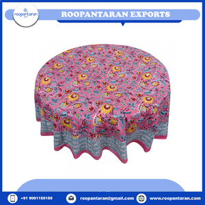 Nouvelle arrivée 100% coton main bloc imprimé nappe blanc motif floral bien absorbant 20 feuilles 275 Cms prix pas cher - Product Image 6