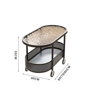 Modern Coffee Table <b>Bedside</b> Table Frame Metal Legs Wood/Glass Top Laminate Painted <b>Shelves</b> Rubber Wheels Home Furniture - Product Image 5