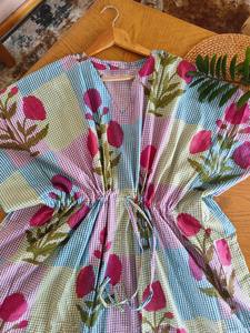 Caftán de Algodón con Estampado Floral, Vestido Maxi Indio, Ropa de Dormir Hecha a Mano, Vestido Maxi para Mujer, Regalo para Ella - Product Image 3