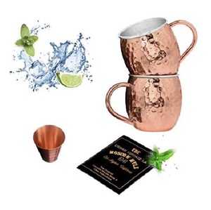 Juego de 2 piezas de taza de mula de Moscú de cobre puro grande con vaso de chupito y libro para mantener cuidadosamente para beber cerveza, de Hotel Bar, artículos para bebidas - Product Image 1