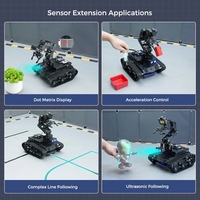 Robot Tankbot programmable avec bras robotique 6DOF, vision IA ESP32, suivi de ligne et évitement d'obstacles pour laboratoire STEM