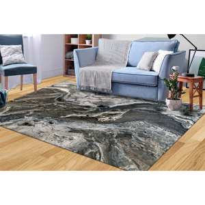 Alfombra Estampada - Moderna, Tinta de Alcohol, Mármol Gris, Personalizada, Piedra Negra y Gris, Puerta Principal, Moderna, Personalizada, Alfombra de Terciopelo de Lujo - Product Image 3