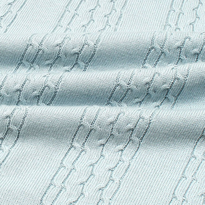 เสื้อโปโลถักลายเคเบิลสีน้ำเงินสำหรับผู้ชาย ผ้าฝ้ายพรีเมียม แขนสั้น ทรงคลาสสิก สวมใส่สบาย สไตล์ลำลองและสมาร์ท - Product Image 5