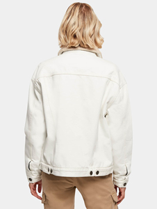 New Arrival Latest <b>Beige</b> <b>Women's</b> OEM <b>Denim</b> <b>Jacket</b> With Sherpa Lining Button Fastening Designed For <b>Women</b> For All Seasons Comfort - Product Image 2