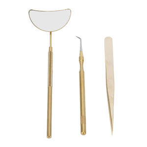 ชุดแหนบถอนขนตาสแตนเลสพร้อมกระจกต่อขนตาสีทองอุปกรณ์ร้านเสริมสวย - Product Image 1