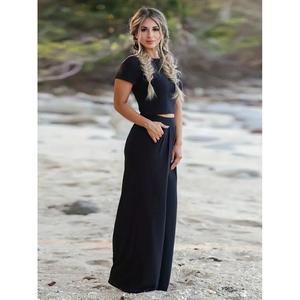 Set due pezzi di pantaloni corti Palazzo in viscosa da donna