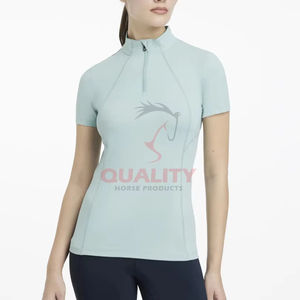 Top de entrenamiento ecuestre de secado rápido transpirable, tejido elástico ligero de primera calidad, capa base de equitación para mujer, venta al por mayor - Product Image 1