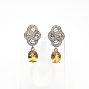 925 <b>Sterling</b> <b>Silver</b> Natural Citrine Pendant & <b>Earring</b> <b>Set</b> Rhodium Plated OEM ODM Fine Jewelry - Product Image 5