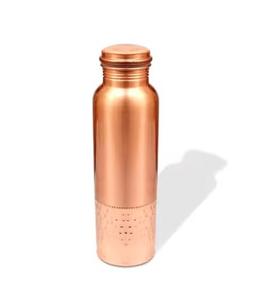 Botella de cobre natural para el bienestar, hecha a mano, botellas de cobre impresas de estilo Ayurvédico indio tradicional - Product Image 2