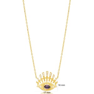 Delicado Collar con Colgante de Amatista Marquise, Joyería Turca Hecha a Mano en Plata de Ley 925 - Product Image 3