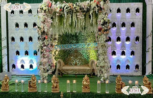 Gran recepción noche escenario vela decoración de pared brillante nuevo estilo recepción escenario estilo único vela pared para escenario de boda - Product Image 6