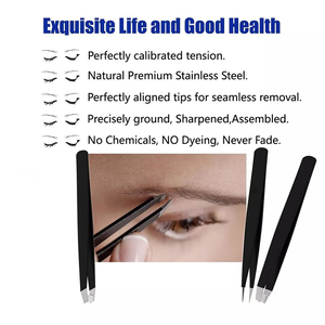 Ensemble professionnel de pinces à épiler en acier inoxydable 3 pièces plumeuses à sourcils noires essentielles de haute qualité avec bouts pointus par Gray Rocks - Product Image 5