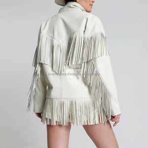 Venta caliente chaqueta de cuero de punto a rayas de lona Color personalizado de alta calidad estilo occidental hecho a mano para mujer - Product Image 3