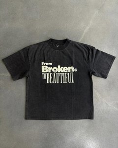 Camiseta informal para hombre, ropa de calle, 100% algodón orgánico, peso pesado, 300gsm, lavado con ácido, cuadrado, recortado, etiqueta de punto personalizada - Product Image 1