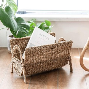 Luxury office stationery accessories seagrass newspaper container portable woven magazine holder - Product Image 6