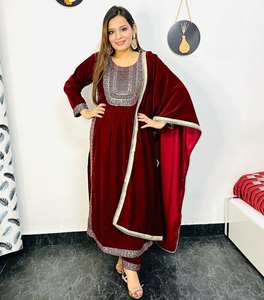 Eid Ramzan spécial velours brodé fantaisie Salwar Kameez Readymade personnalisable pakistanais droit Kurta pantalon indien - Product Image 2