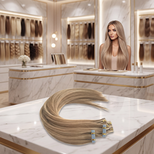 Extensiones de Cabello Remy Adhesivas al por Mayor, 50g, 22 Pulgadas, Cinta Invisible, <span class=keywords><strong>Rubio</strong></span> Ceniza, Cabello Humano Remy, Cinta Adhesiva Delgada para Tiendas de Cabello - Product Image 3