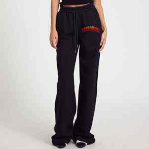 Hot Selling Custom Made 100% Cotton Fleece Flare Sweatpants Custom Distressed Logo Heavyweight Baggy Wide Leg Sweatpants - Product Image 3