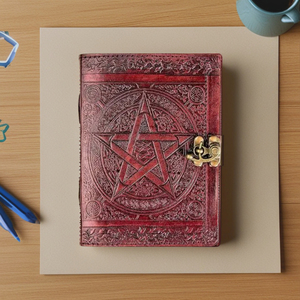 Antique Lock Artist Scrapbook Handmade Double Diary avec Embossed Star Journey' Pattern 5X7 Inch Square Leather Crafts - Product Image 3
