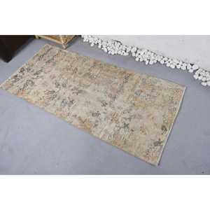 Alfombra de 2.6x5.7 pies, Alfombra Turca Vintage, Alfombra de Lana Beige - Product Image 4