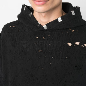 Fabricant Professionnel Prix de Gros 2024 Sweats à Capuche Distressed Haut de Gamme Hiver Homme 100% Coton Respirant en Promotion - Product Image 5