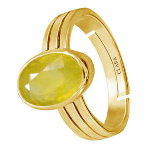NOVAMART Fine Certified Natural Yellow Sapphire Pukhraj Gemstone <b>Rings</b> for Occasions-Oval Shape Buy Now! Wholesale Export - Product Image 3
