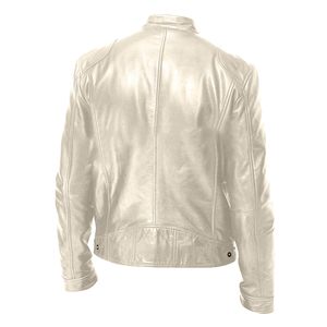 Nouvelle veste de moto en cuir noir pour homme, style audacieux, avec col montant et épaules matelassées, style streetwear - Product Image 3