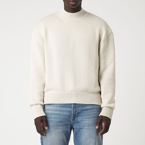 Pull en tricot à col en O personnalisé pour hommes, pull en laine et cachemire à fermeture éclair avec décoration à boutons, fermeture d'hiver - Product Image 4