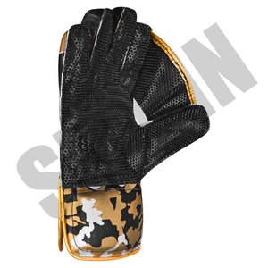 Gants de maintien de guichet de cricket sur mesure fabriqués en usine-Design camouflage noir et or de qualité supérieure unisexe avec logo personnalisé - Product Image 5