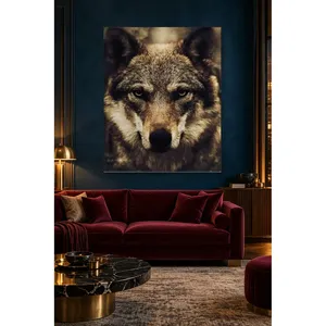 Impression sur toile de visage de loup en gros plan avec un regard intense de Fida - Product Image 4