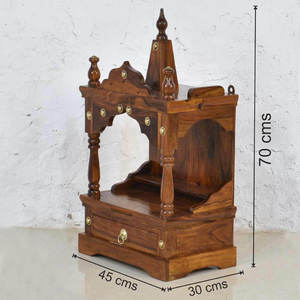 Luxury Wooden Temple for Home | Handcrafted Pooja <b>Mandir</b> | Solid Wood Prayer Unit | Indian Temple Living Room KA1001 - Product Image 5