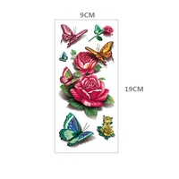 Autocollants de tatouage temporaire 3D fleurs bleues Runzio à transfert d'eau, application et retrait faciles, 90x190mm, tenue 3-7 jours, certifiés CE