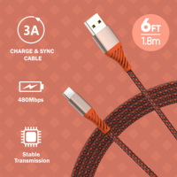 Cable de carga de enchufe de aluminio de lujo de color degradado tipo C a cable de carga de la USB-A para Android 1M