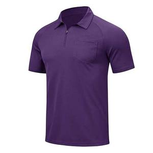 Camisetas polo con cremallera para hombre, camisetas polo de punto acanalado de manga corta, camisetas de golf informales a la moda para hombre - Product Image 6