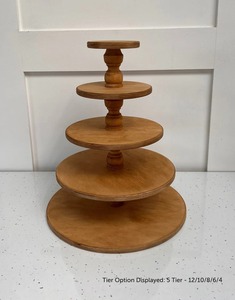 Soporte de pastel de madera de alta calidad de diseñador de lujo Torre de exhibición de postres de cumpleaños de grado de exportación para fiestas de boda - Product Image 5