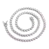 Cadena de Tenis de Lujo, Joyería Personalizada Premium, Plata 925, Chapado en Oro Blanco/Amarillo/Rosa de 14k, Zirconia en Forma de Corazón de 4mm, Cadena de Tenis de Regalo