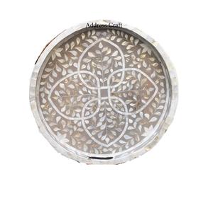 Bandeja para servir con incrustaciones de madreperla de regalo de nuevo estilo, regalo de Ramadán, bandeja con incrustaciones de madreperla de forma redonda, platos decorativos para servir - Product Image 1