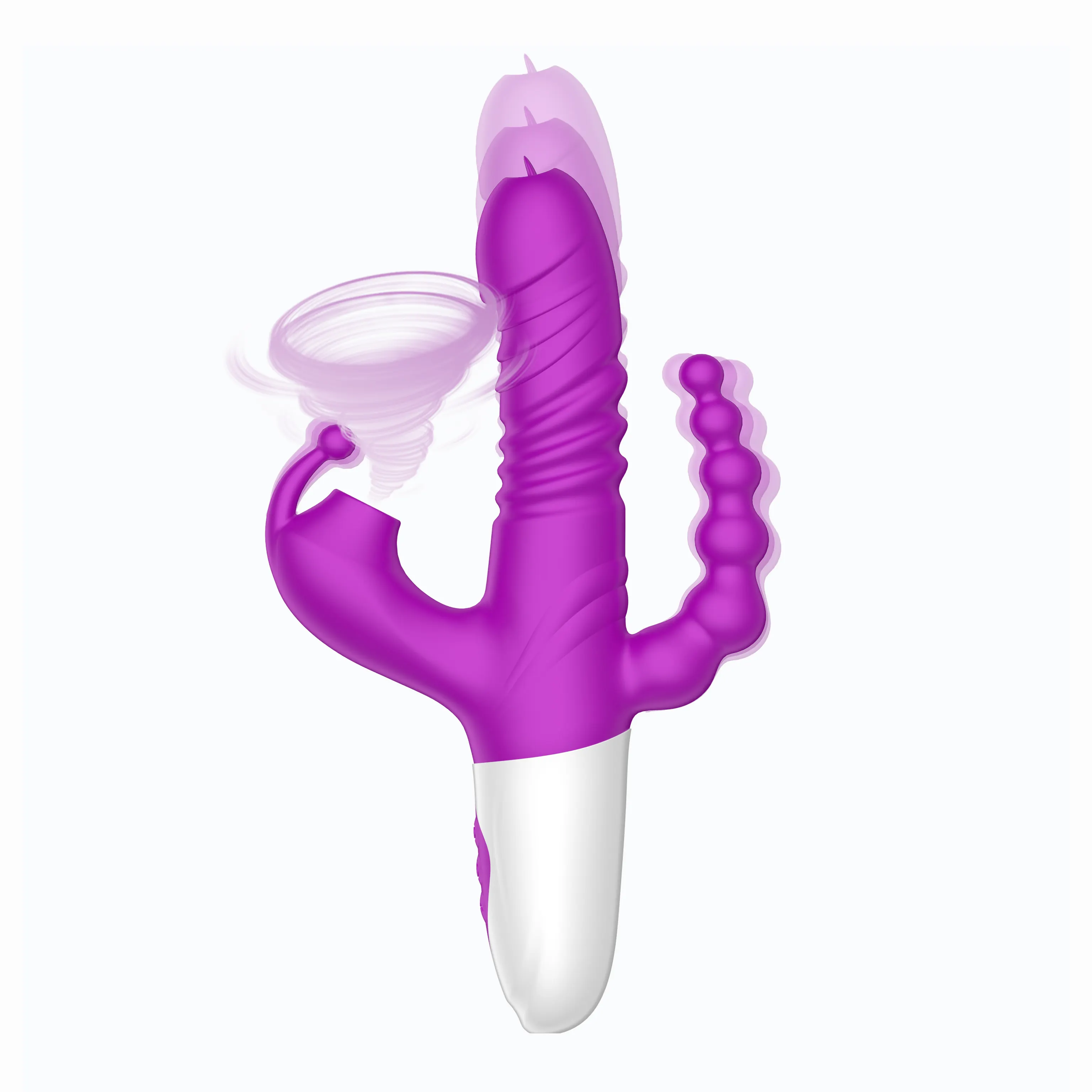 New Best Seller 3 EM 1 Rotating Sucção Estimulador Triplo Empurrando Coelho Vibrador Varinha Silicone Adulto Brinquedo Do Sexo para As Mulheres