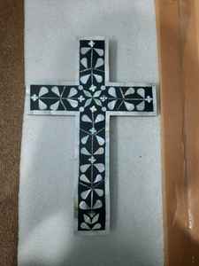 Handmade Wooden Holy Cross Wall Hanging Mother of Pearl Inlay for Home Christmas Baptism or Anniversary Decorations - Product Image 3