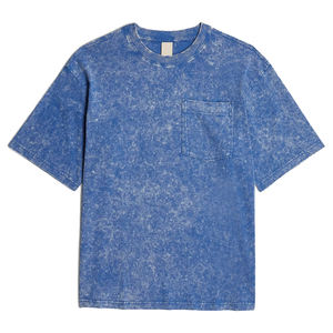 Camiseta de lavado ácido de algodón 100% de alta calidad para hombre, patrón sólido de gran tamaño personalizado con estampado de logotipo hecho de tela de punto - Product Image 2