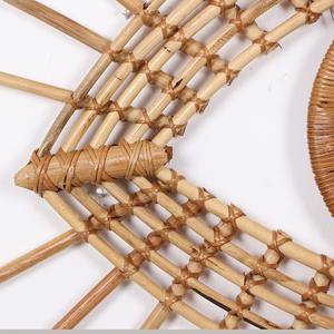 Rotin avec vadrouille décoration murale à la main conception des yeux blanc noir coquille incrustation Art mural décor à la maison pour accent intérieur bohème moderne - Product Image 2