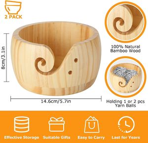 2 Pcs Bol en fil pour crochet-6x3 pouces Bols à tricoter pour fil-Bol en bois pour crochet pour bricolage Accessoires de crochet pour tricot - Product Image 6