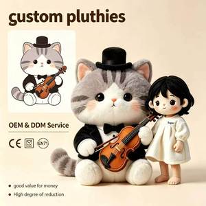 Peluche <span class=keywords><strong>de</strong></span> Gato Músico OEM al por Mayor, Figura <span class=keywords><strong>de</strong></span> Gato Gris Tocando Violonchelo y Violín, Mascota para Tienda <span class=keywords><strong>de</strong></span> Instrumentos y Clases <span class=keywords><strong>de</strong></span> Música - Product Image 1