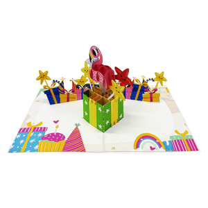 Falamingo 3D Pop Card Artesanías de papel hechas a mano Nuevo diseño Impresión offset Invitaciones de Vietnam para boda y cumpleaños - Product Image 2