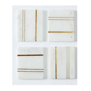 Sous-verres décoratifs en marbre, sous-verres en ardoise de pierre naturelle noire, antidérapants, accessoires de cuisine, sous-verres en pierre par faizacraft - Product Image 1