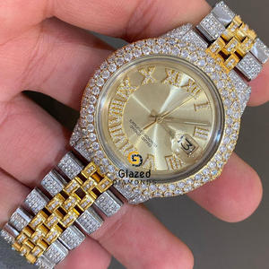 Discover the Essence of Luxury With Our Hip Hop Moissanite Wristwatch for Men in Round Cut Diamonds and Stainless Steel - Product Image 3
