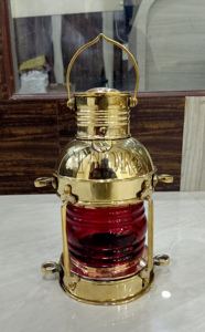 Lanterne suspendue à l'huile en métal solide nautique | Lampe à huile marine | Lanterne de bateau décorative à collectionner maritime - Product Image 3