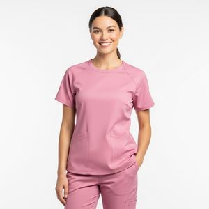 Haute qualité femmes soins infirmiers Stretch gommage ensembles hauts survêtement gommages uniformes soins infirmiers gommages col rond pour les femmes - Product Image 3