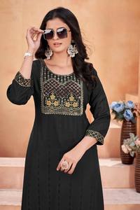 Lourd rayonne Bombay motif kurtis Multi broderie séquence travail indien et pakistanais vêtements - Product Image 5
